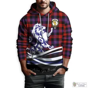 Broun Modern Tartan Hoodie with Alba Gu Brath Regal Lion Emblem