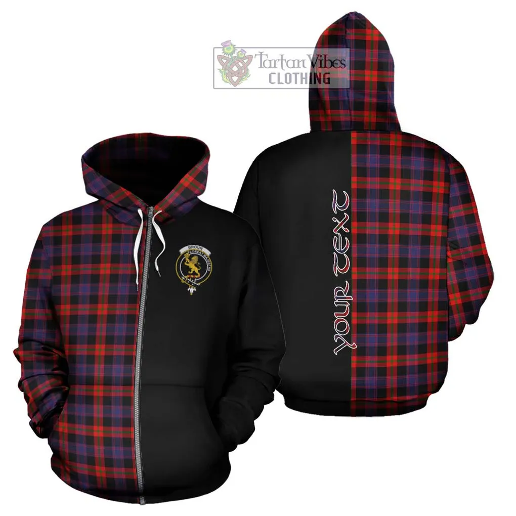 Broun Modern Tartan Hoodie with Family Crest and Half Of Me Style