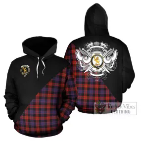 Broun Modern Tartan Hoodie with Family Crest and Military Logo Style