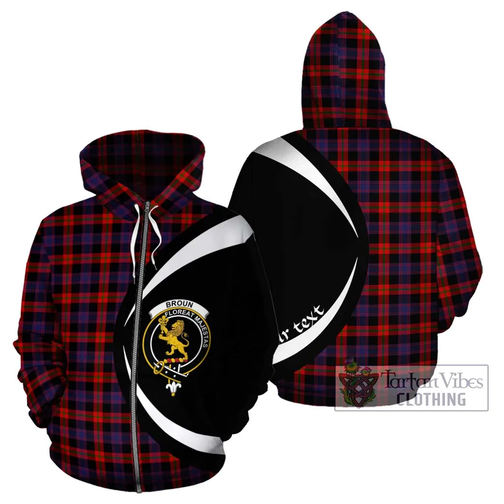 Broun Modern Tartan Hoodie with Family Crest Circle Style