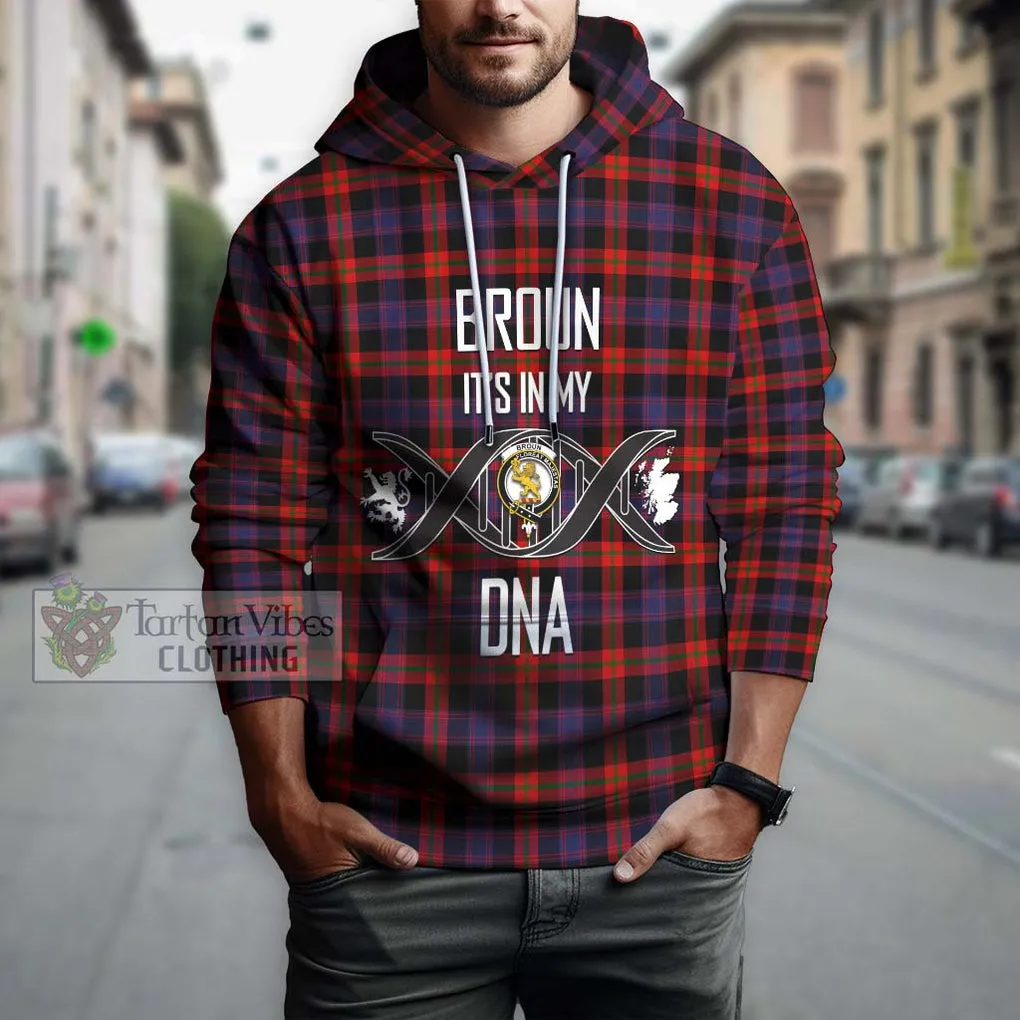 Broun Modern Tartan Hoodie with Family Crest DNA In Me Style