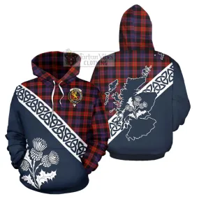 Brown (Broun) Tartan Hoodie Featuring Thistle and Scotland Map