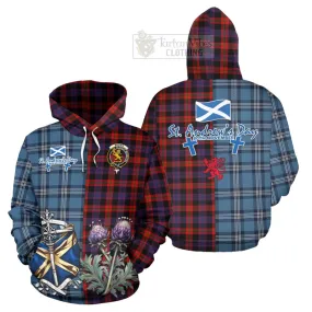 Brown (Broun) Tartan Hoodie Happy St. Andrew's Day Half Tartan Style