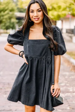 Can't Deny It Black Denim Babydoll Dress