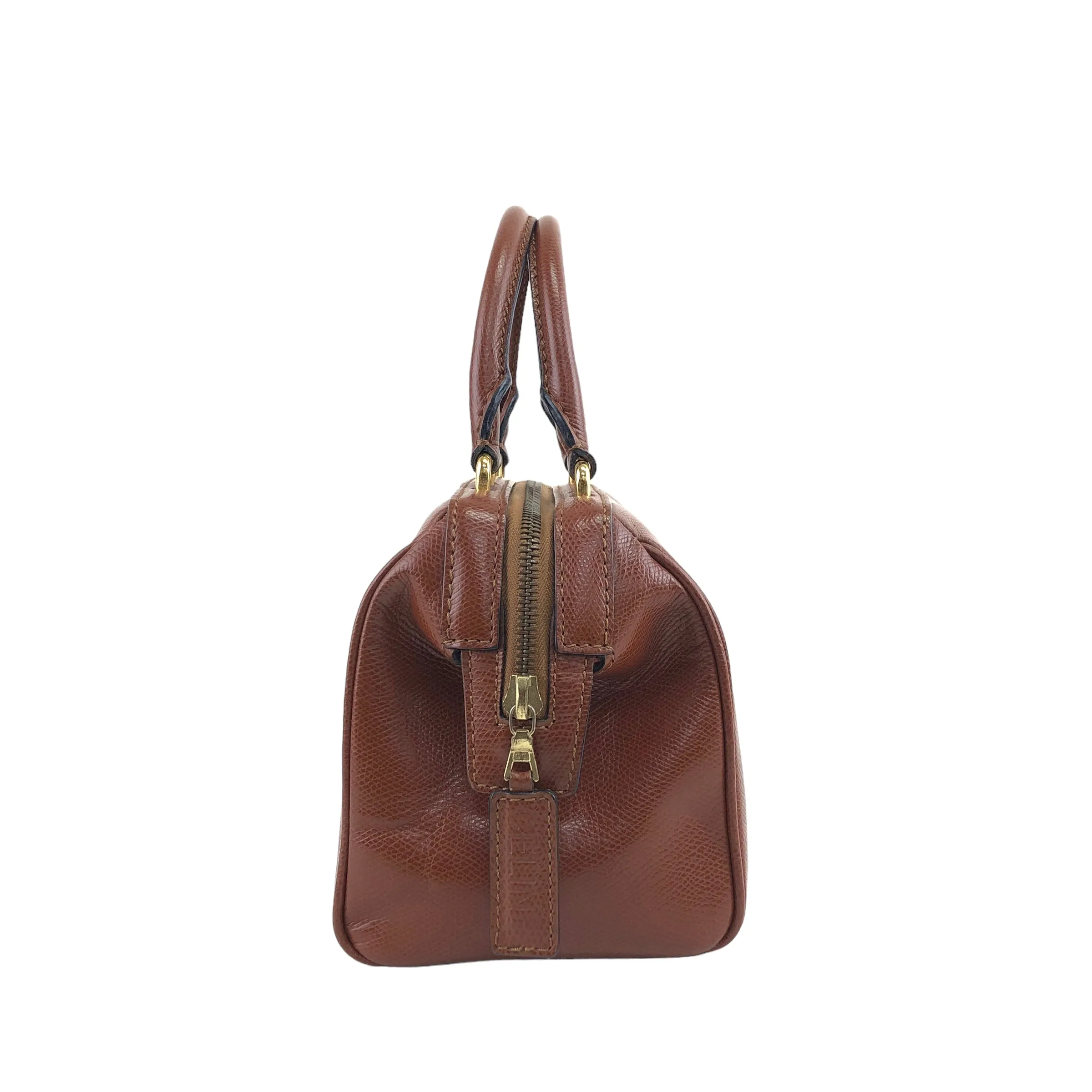 CELINE Leather Two-way Shoulder bag Boston bag Brown Vintage pvgswk