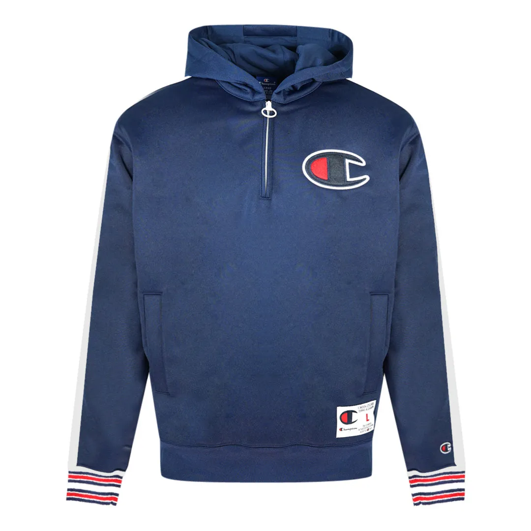 Champion Half Zip Large Logo Navy Blue Hoodie