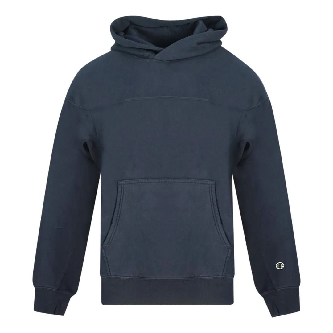 Champion Small Logo On Sleeve Navy Blue Hoodie