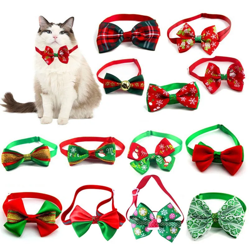 Christmas Pet Bow Collar