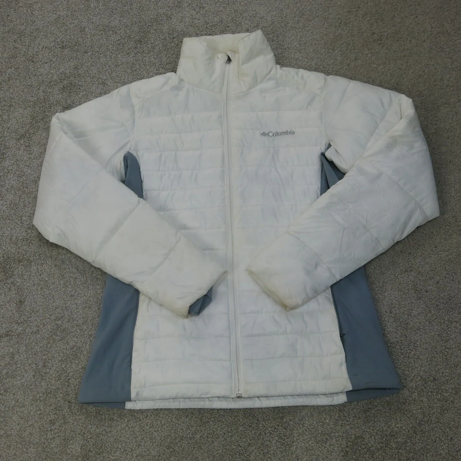 Columbia Jacket Womens Small White Long Sleeve Quilted Puffer Jacket Outdoors