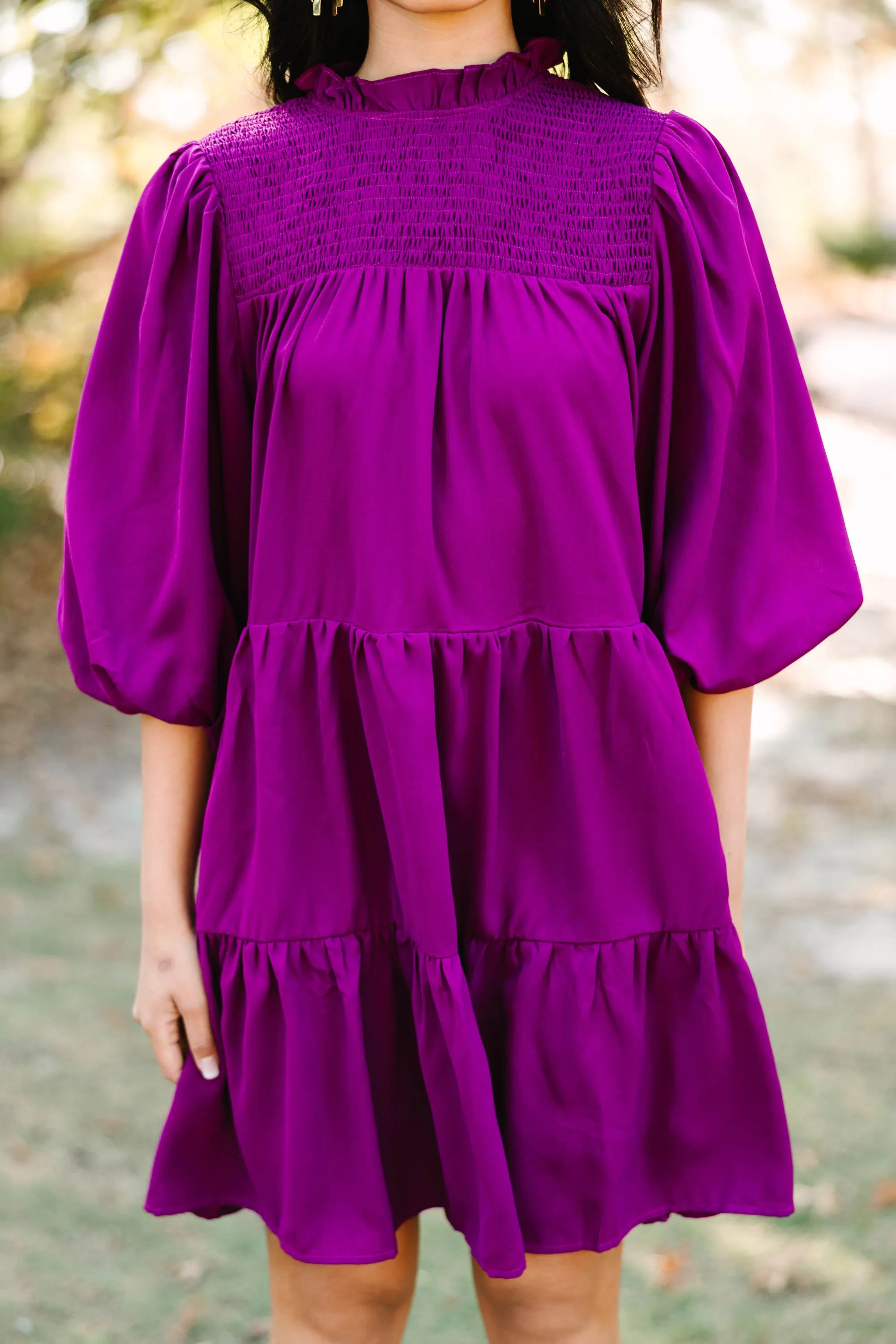 Coming Home Plum Purple Babydoll Dress