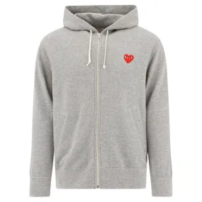 COMME DES GARÇONS PLAY RED HEART ZIP-UP HOODIE GREY