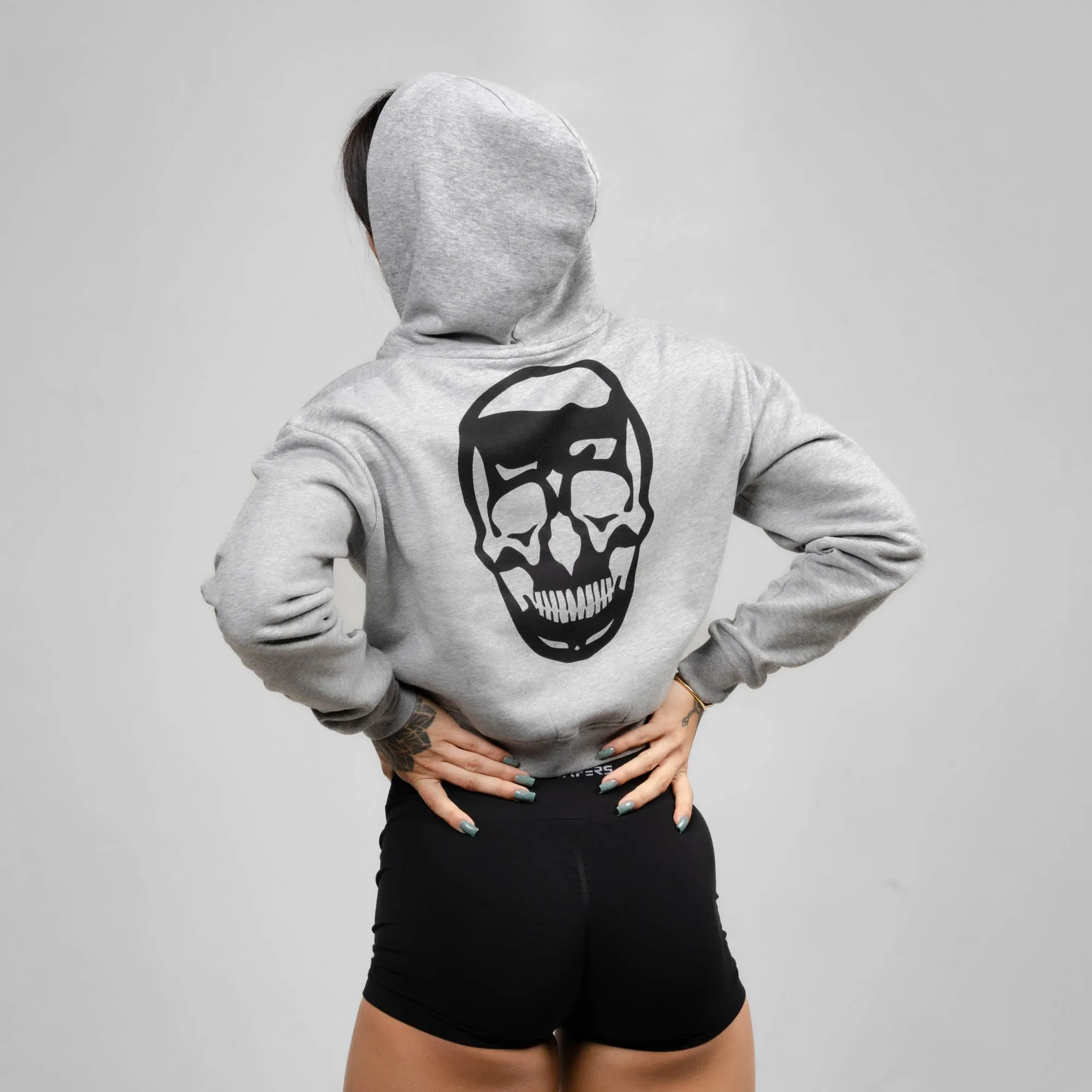 Cropped Zip-Up Hoodie - Heather Gray