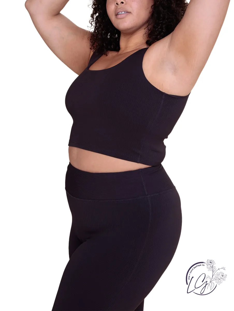 Curvy Ribbed Square Neck Cropped Tank