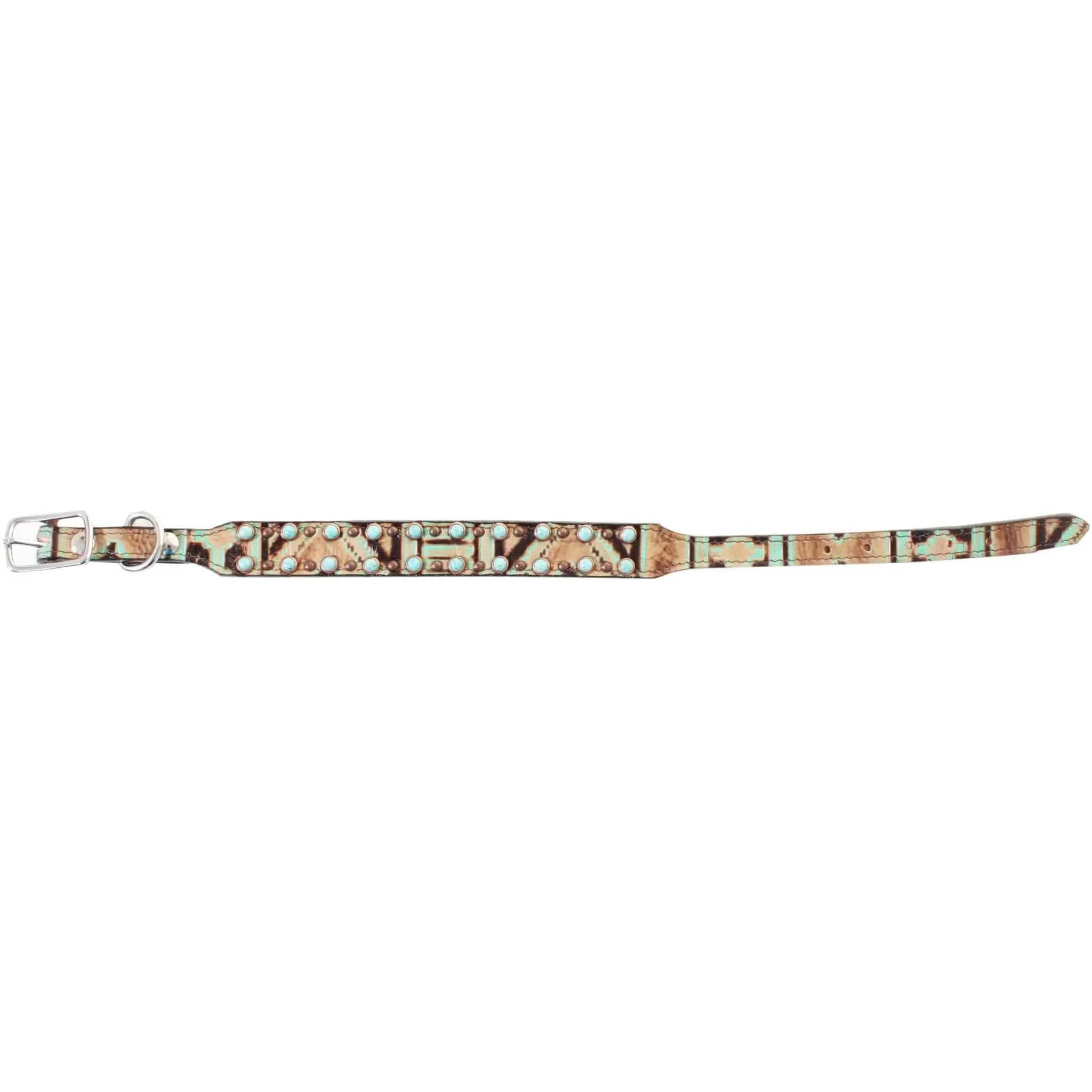 DC37 - Navajo Turquoise and Brown Dog Collar