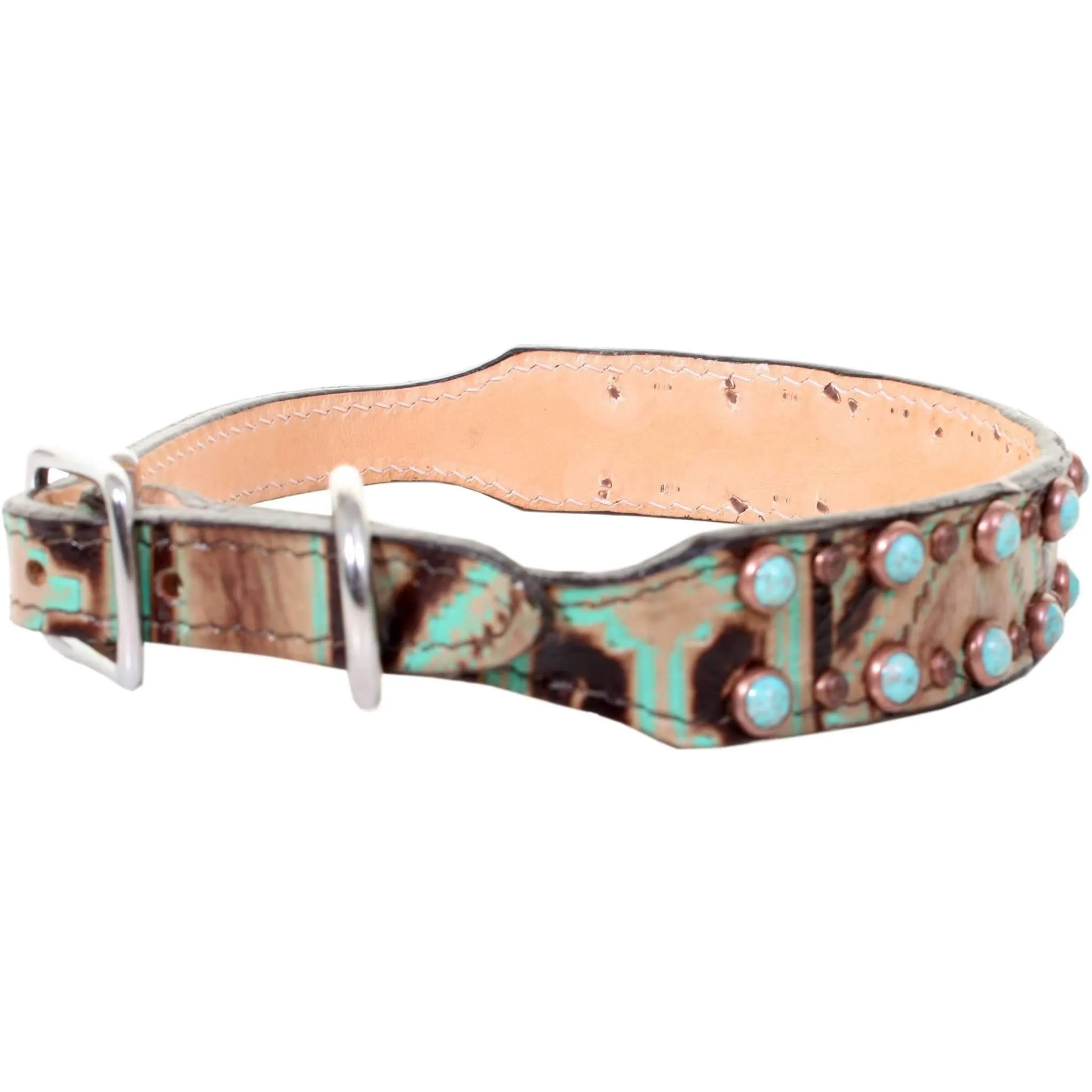 DC37 - Navajo Turquoise and Brown Dog Collar