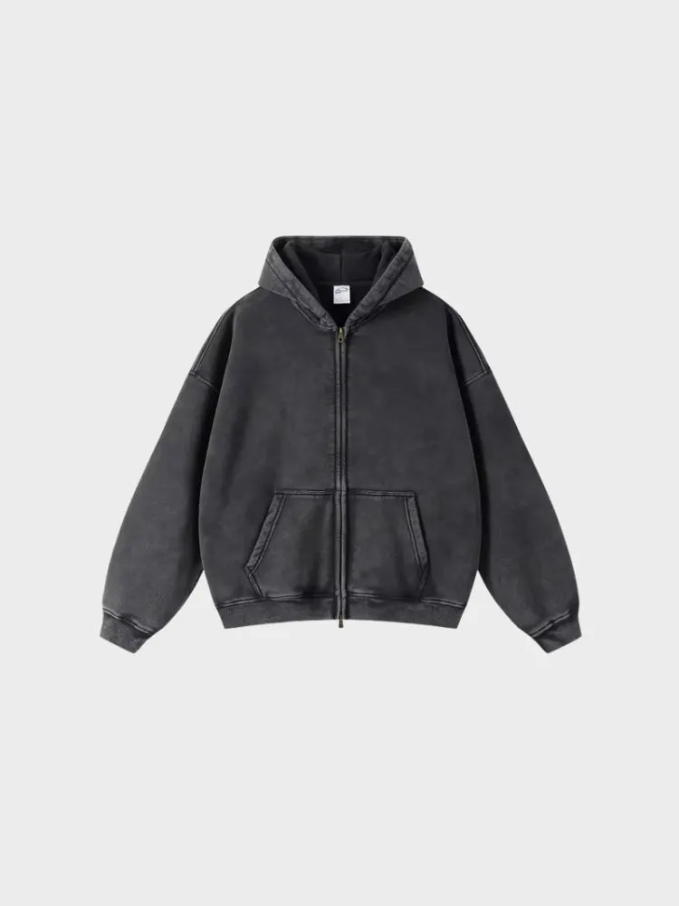 Decarba Washed Hoodie with Zipper