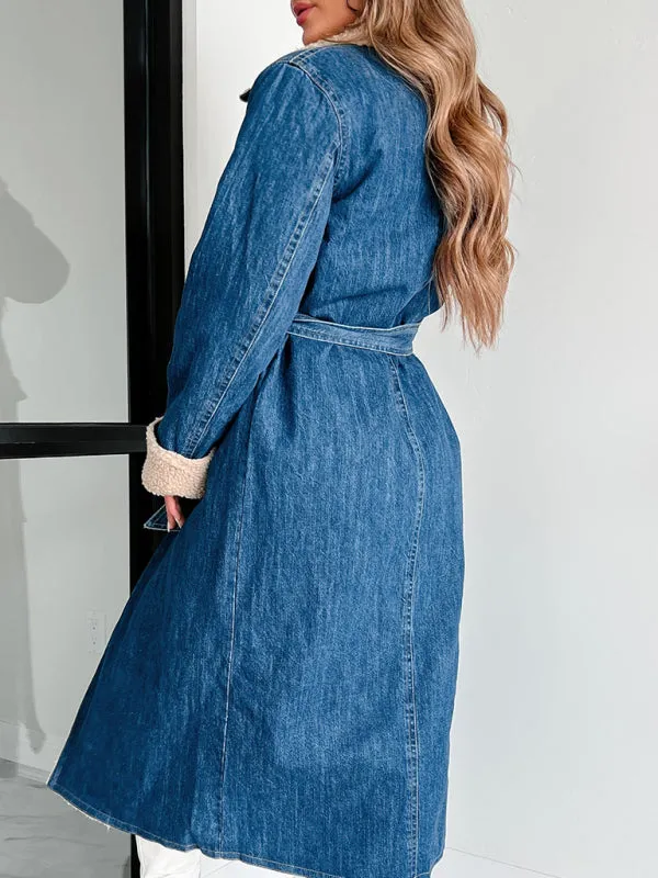 Denim Winter Coat with Plush Lining