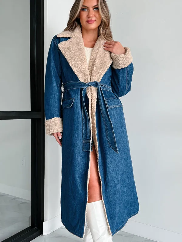 Denim Winter Coat with Plush Lining