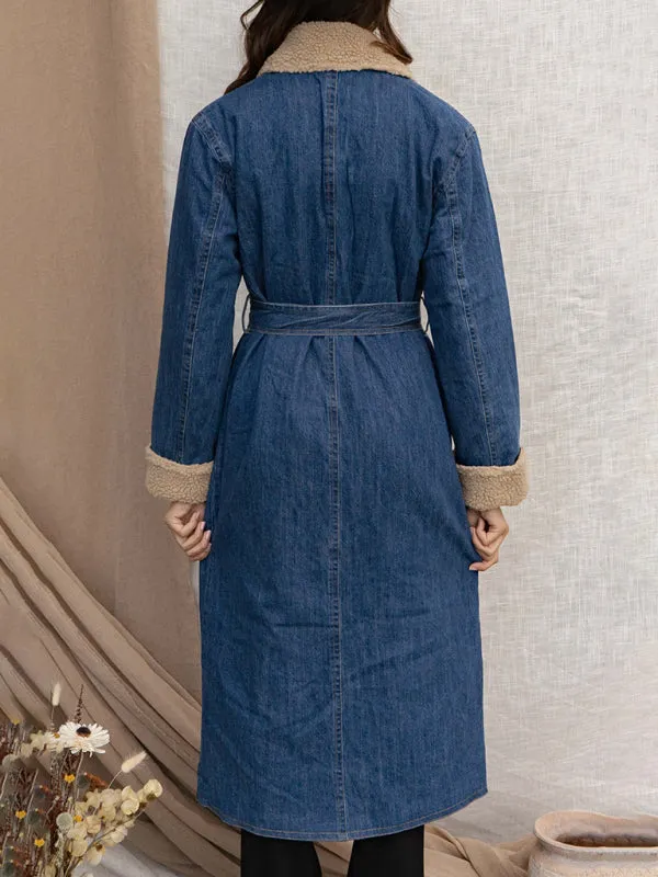 Denim Winter Coat with Plush Lining