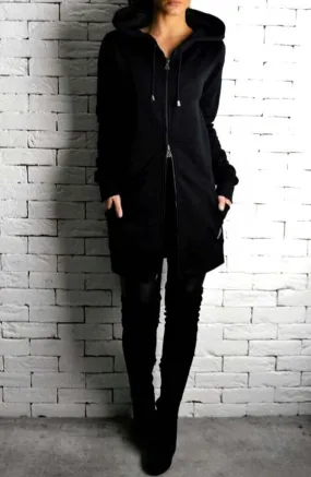 Directional Long Hoodie - Black