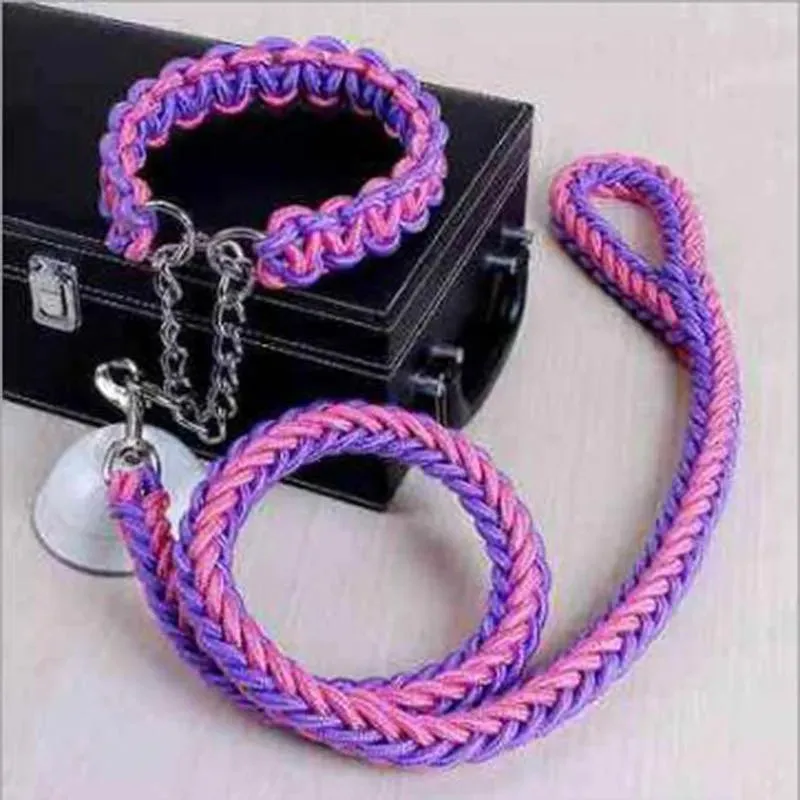 Double Strand Rope Dog Leash with Metal P Chain Buckle