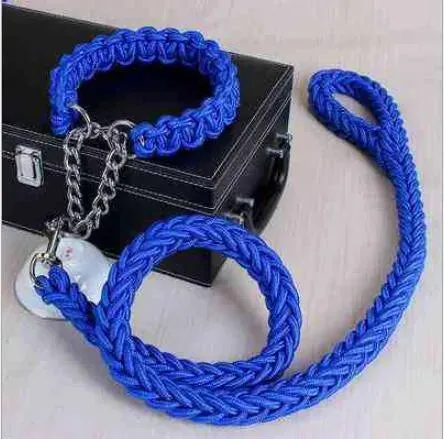 Double Strand Rope Dog Leash with Metal P Chain Buckle