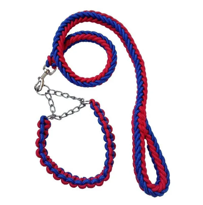 Double Strand Rope Dog Leash with Metal P Chain Buckle