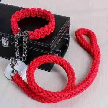 Double Strand Rope Dog Leash with Metal P Chain Buckle