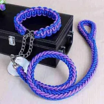 Double Strand Rope Dog Leash with Metal P Chain Buckle