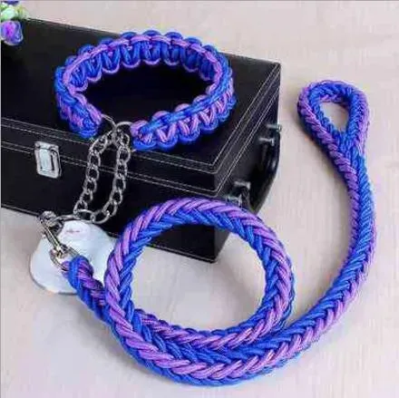 Double Strand Rope Dog Leash with Metal P Chain Buckle