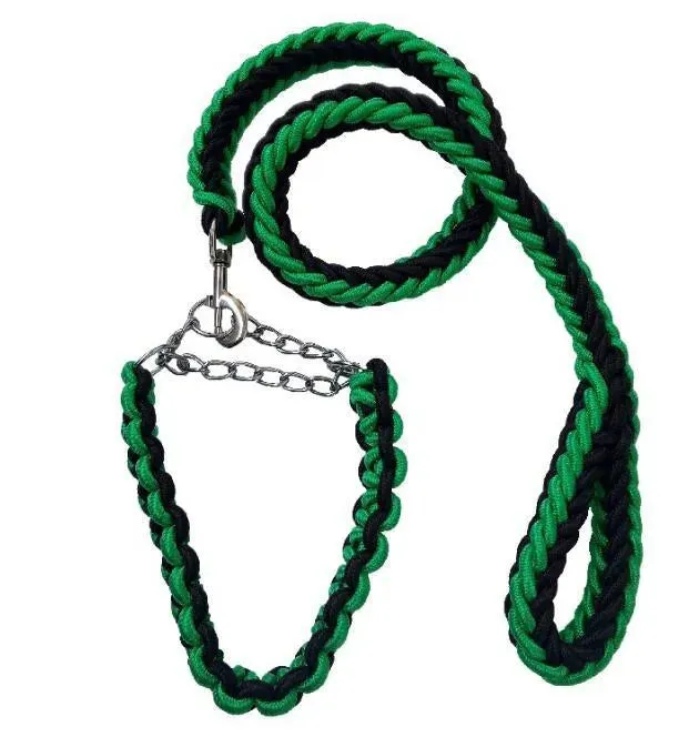 Double Strand Rope Dog Leash with Metal P Chain Buckle