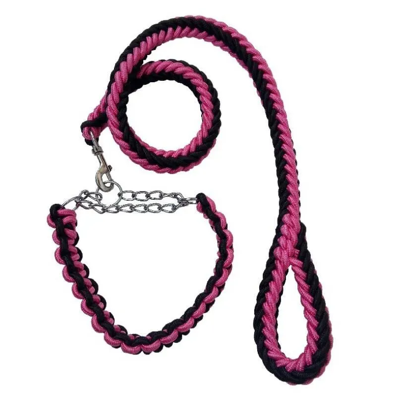 Double Strand Rope Dog Leash with Metal P Chain Buckle