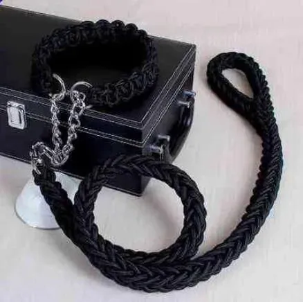 Double Strand Rope Dog Leash with Metal P Chain Buckle