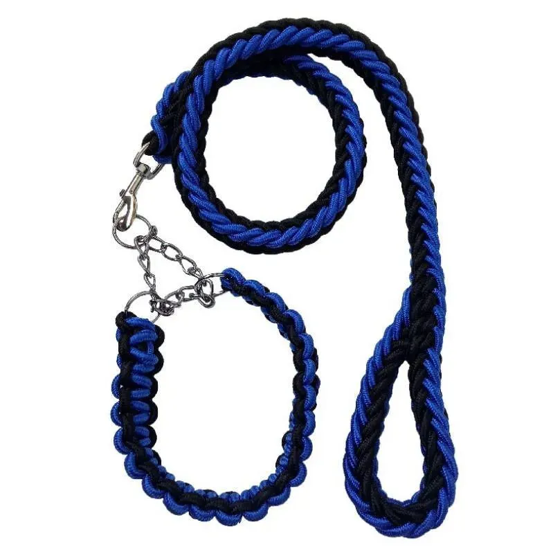 Double Strand Rope Dog Leash with Metal P Chain Buckle