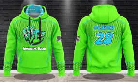 Draggin Bags Draggin Claw - Lime Base UNC Blue/Lime Claw Performance Hooded Sweatshirt