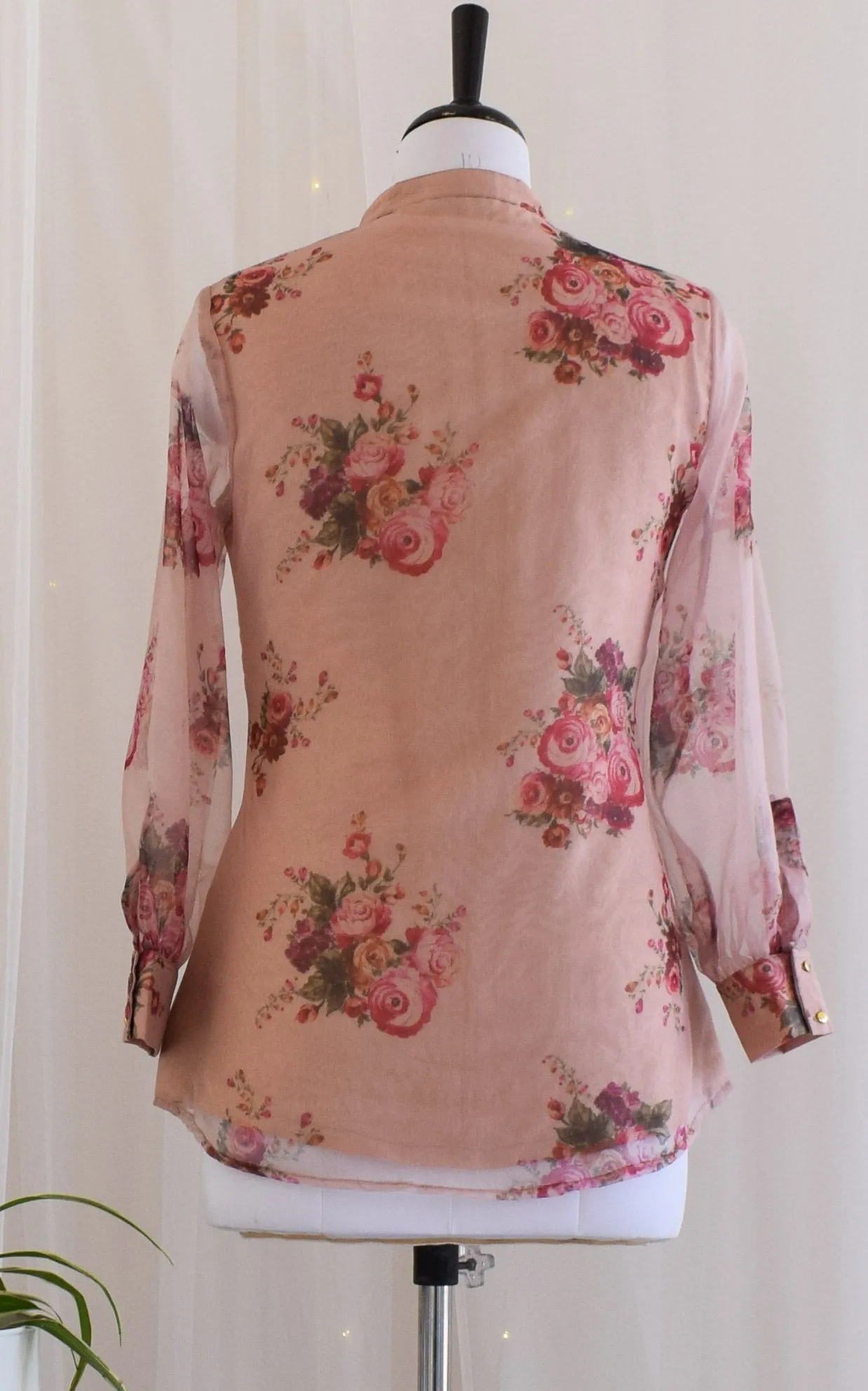 Dusty Pink Tie-Up Organza Shirt