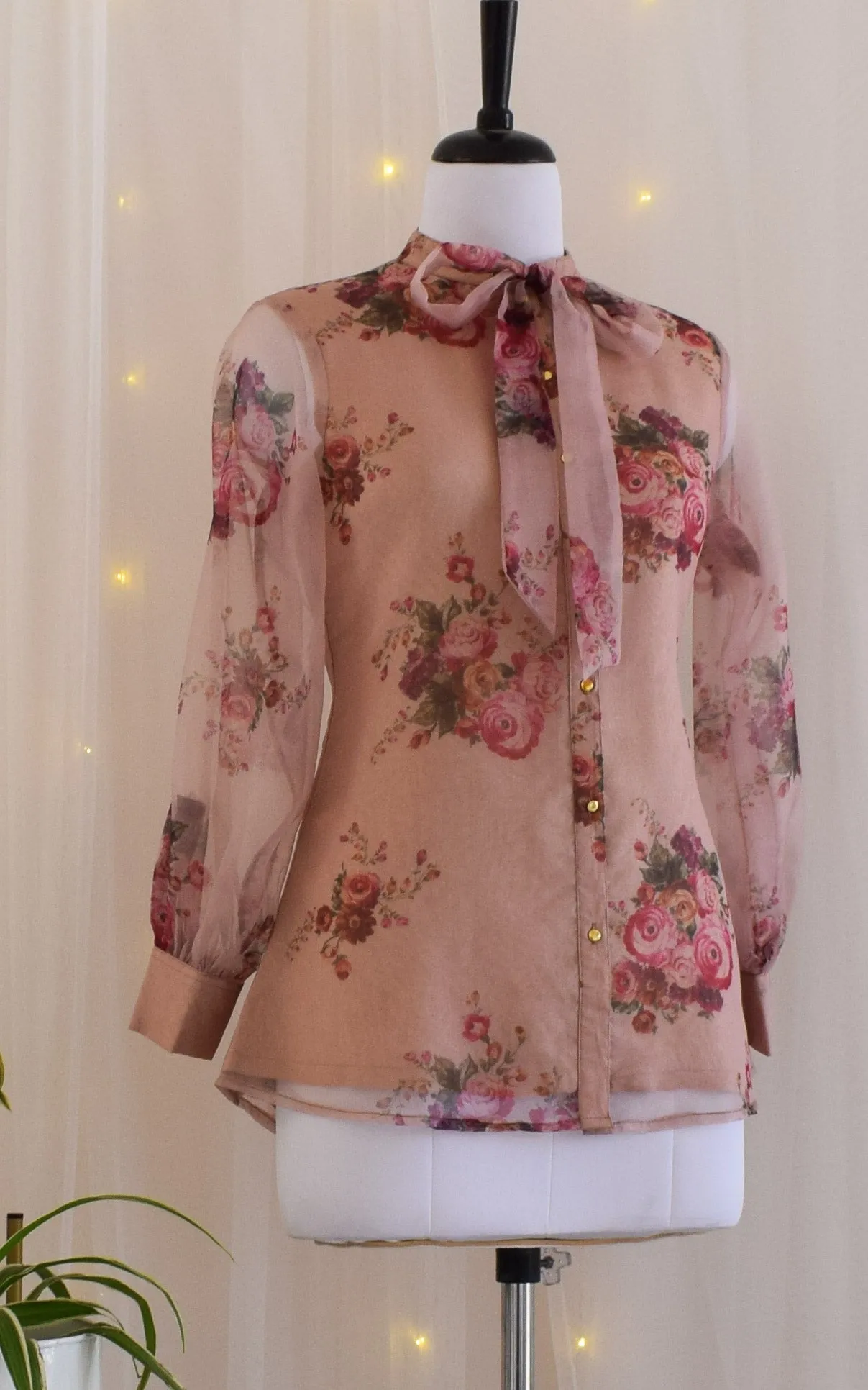 Dusty Pink Tie-Up Organza Shirt