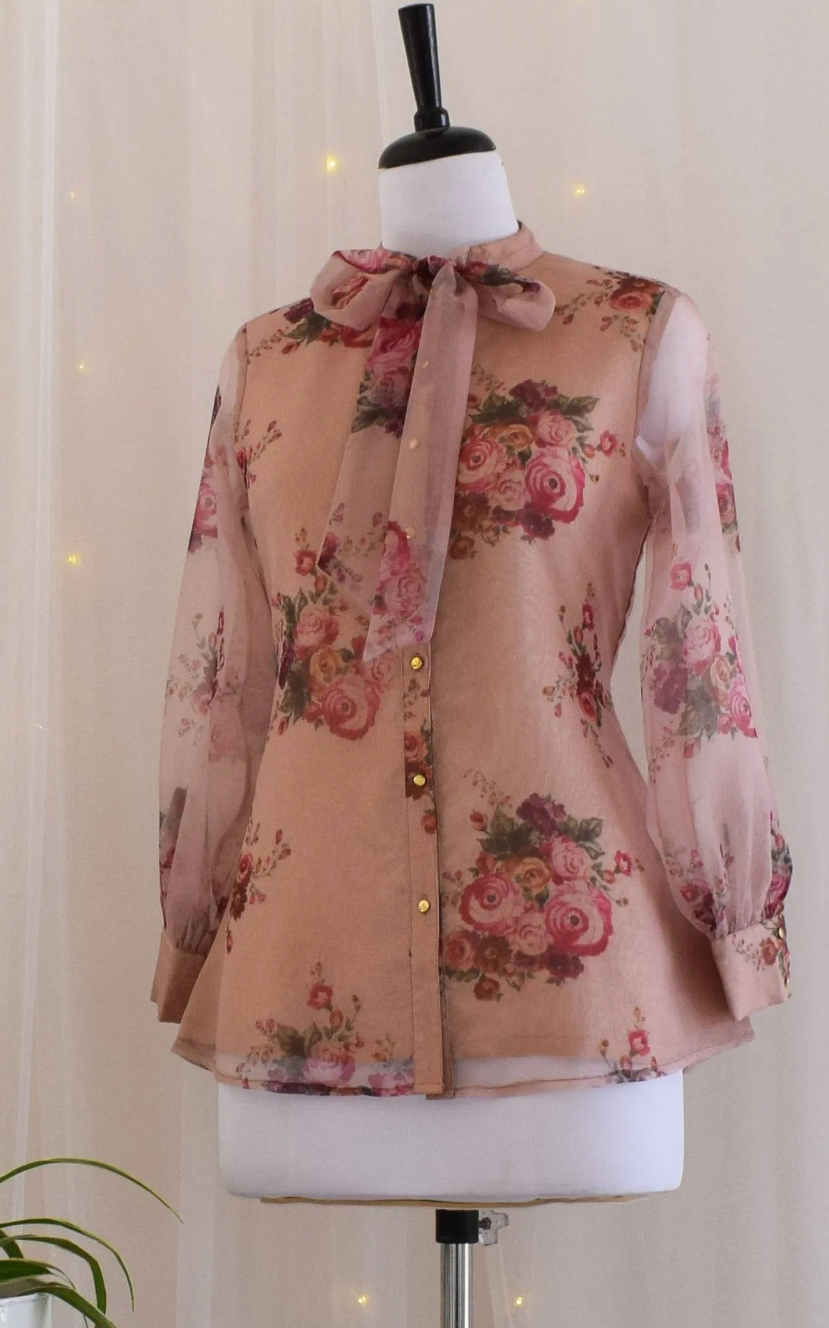 Dusty Pink Tie-Up Organza Shirt