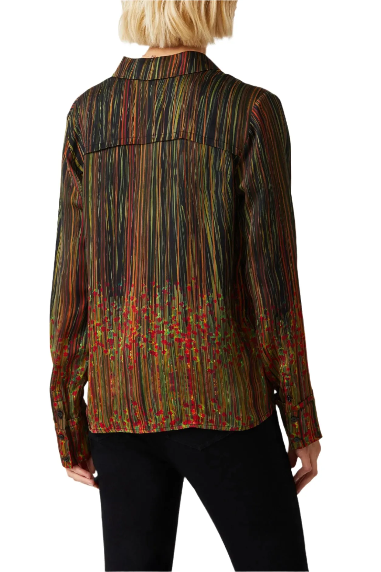 Ecru Designs Collared V-Neck Long Sleeve Multi Print Viscose Shirt