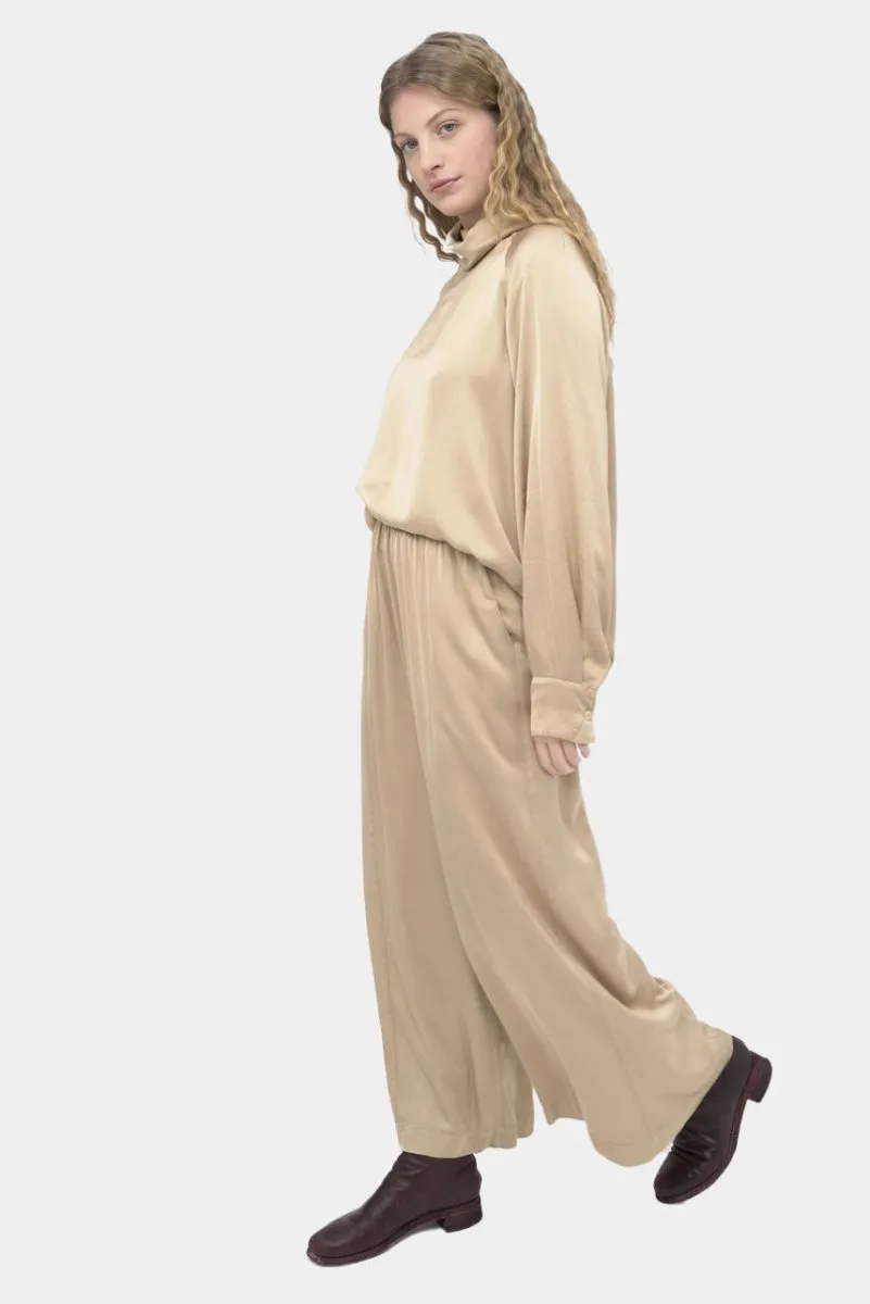 Elastic Waist Silk Palazzo Pants