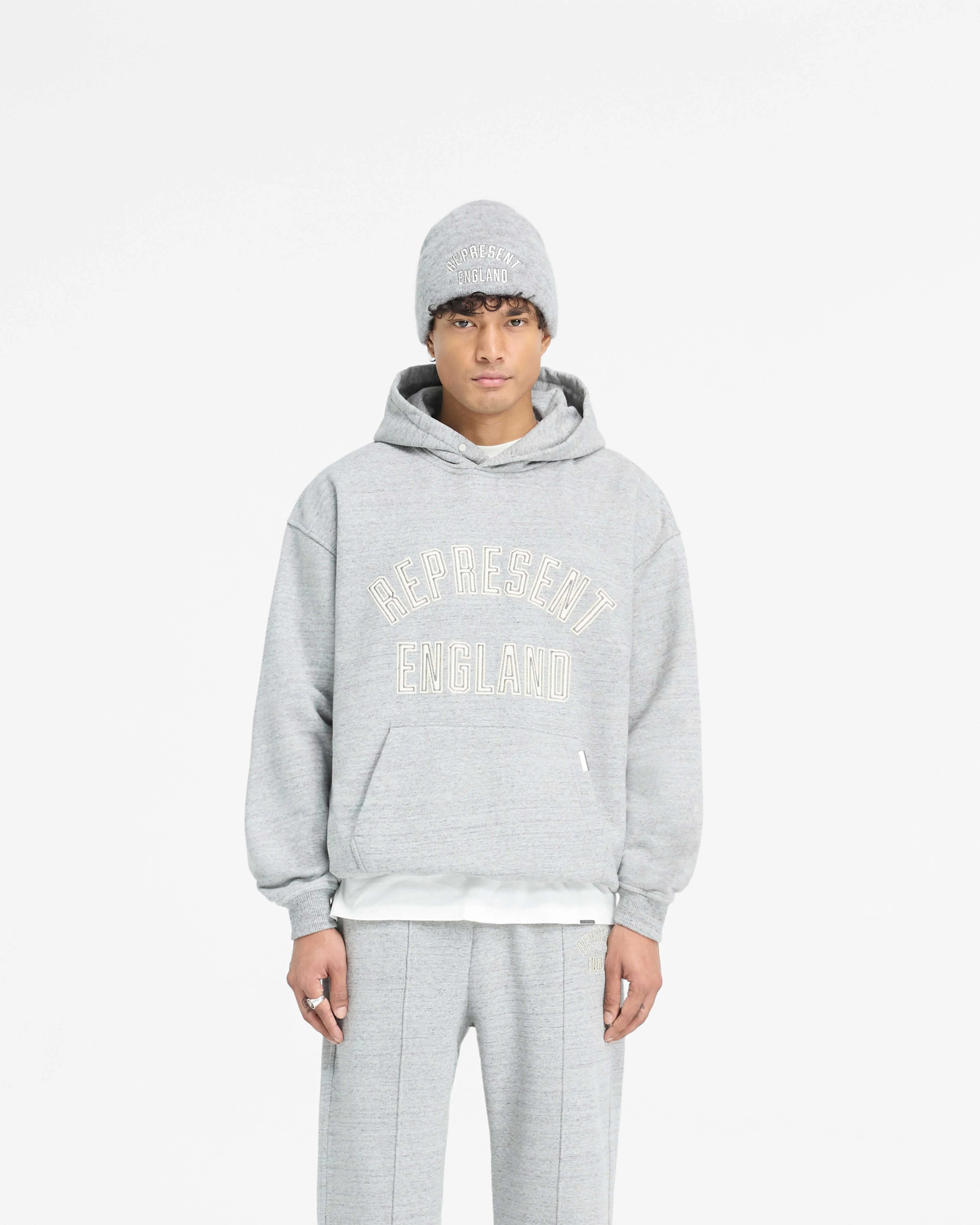 England Applique Hoodie - Grey Marl