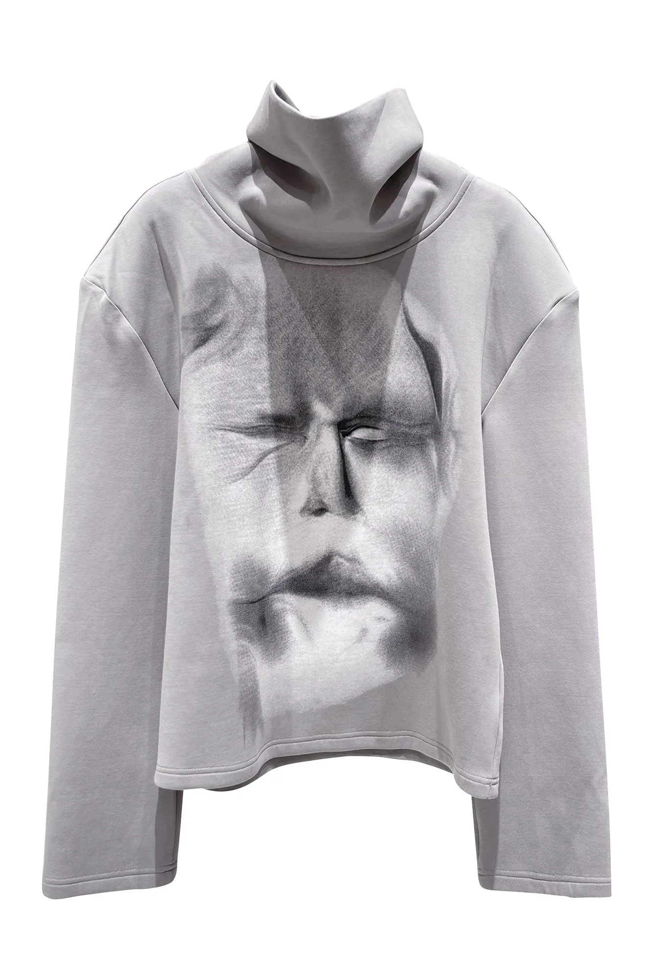 Face high neck slim fit hoodie