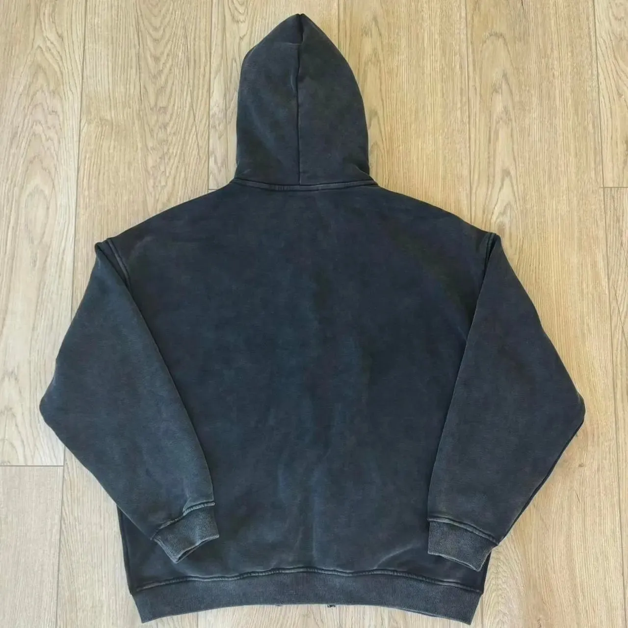 Faded Black Double Zip Up Hoodie