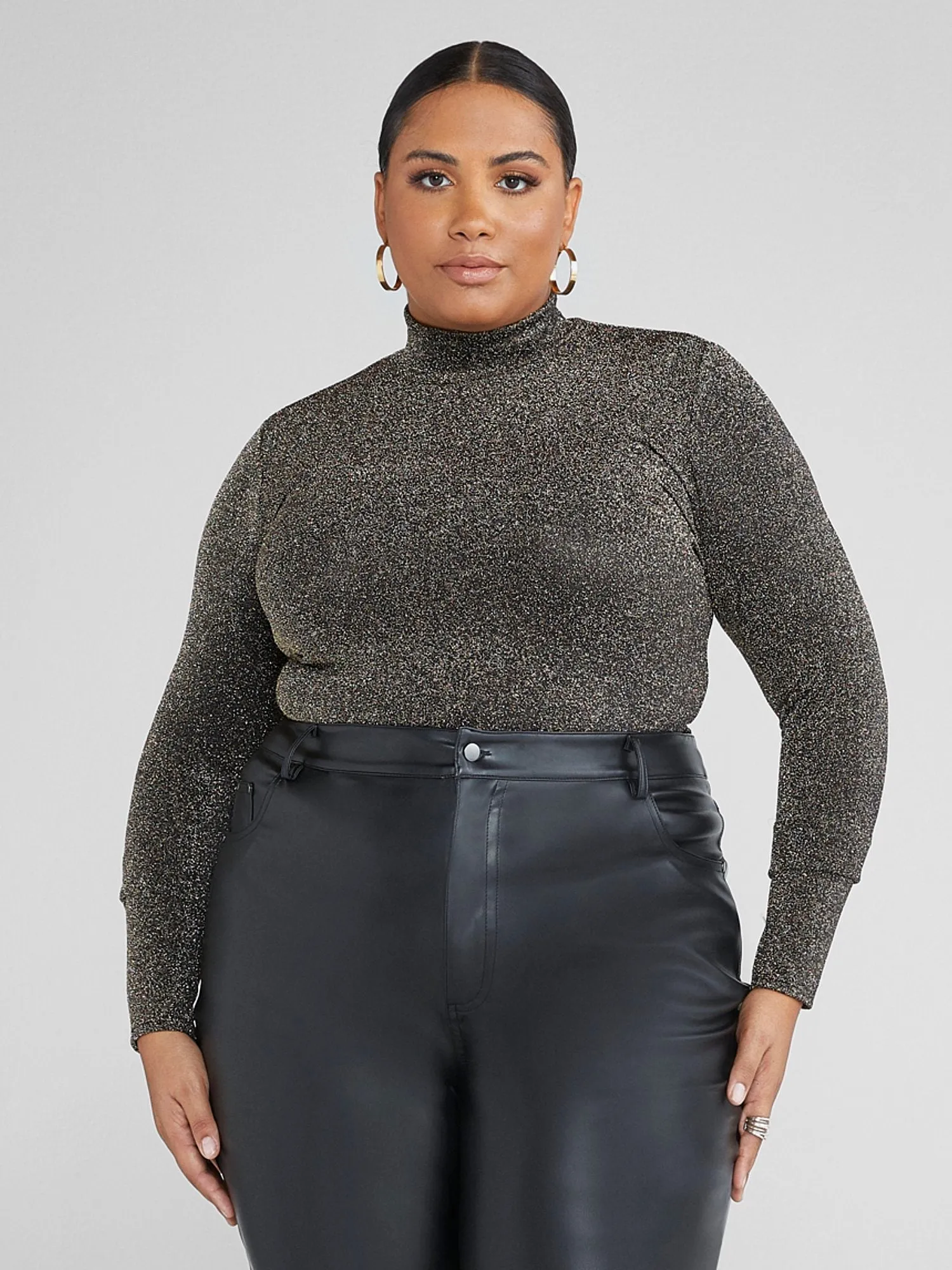 Fashion To Figure - Laina Mockneck Shimmer Top