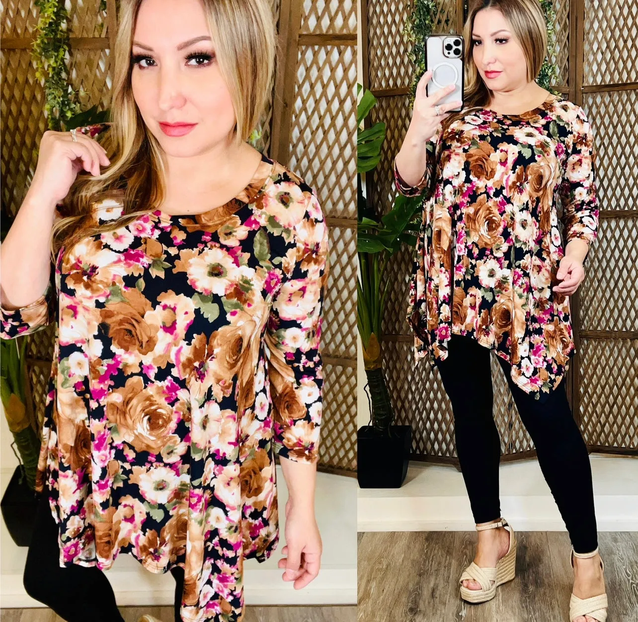 Floral 3/4 Sleeve Top