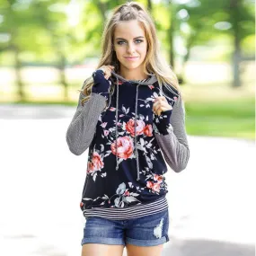 Floral Striped Hoodie