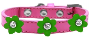 Flower Premium Collar Bright Pink With Emerald Green Flowers Size 12