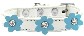 Flower Premium Collar White With Baby Blue Flowers Size 18