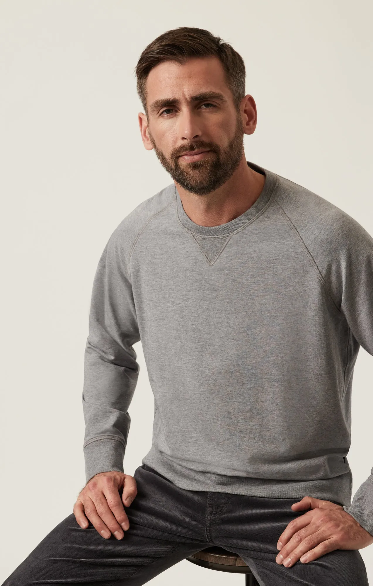 French Terry Crew Sweatshirt In Grey Melange