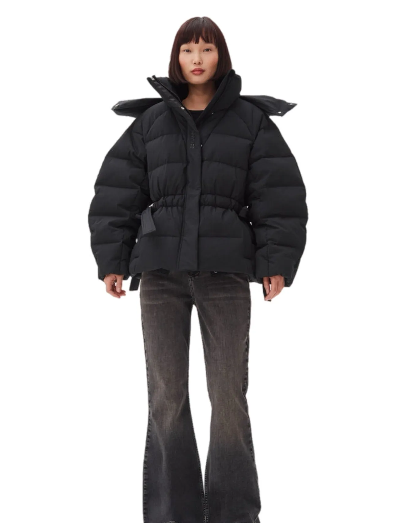 Ganni Tech Seersucker Oversized Puffer Jacket